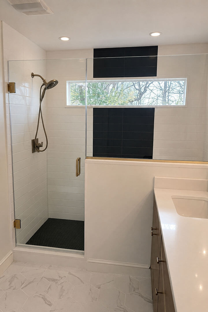 Bathroon P2 remodeled shower with glass door