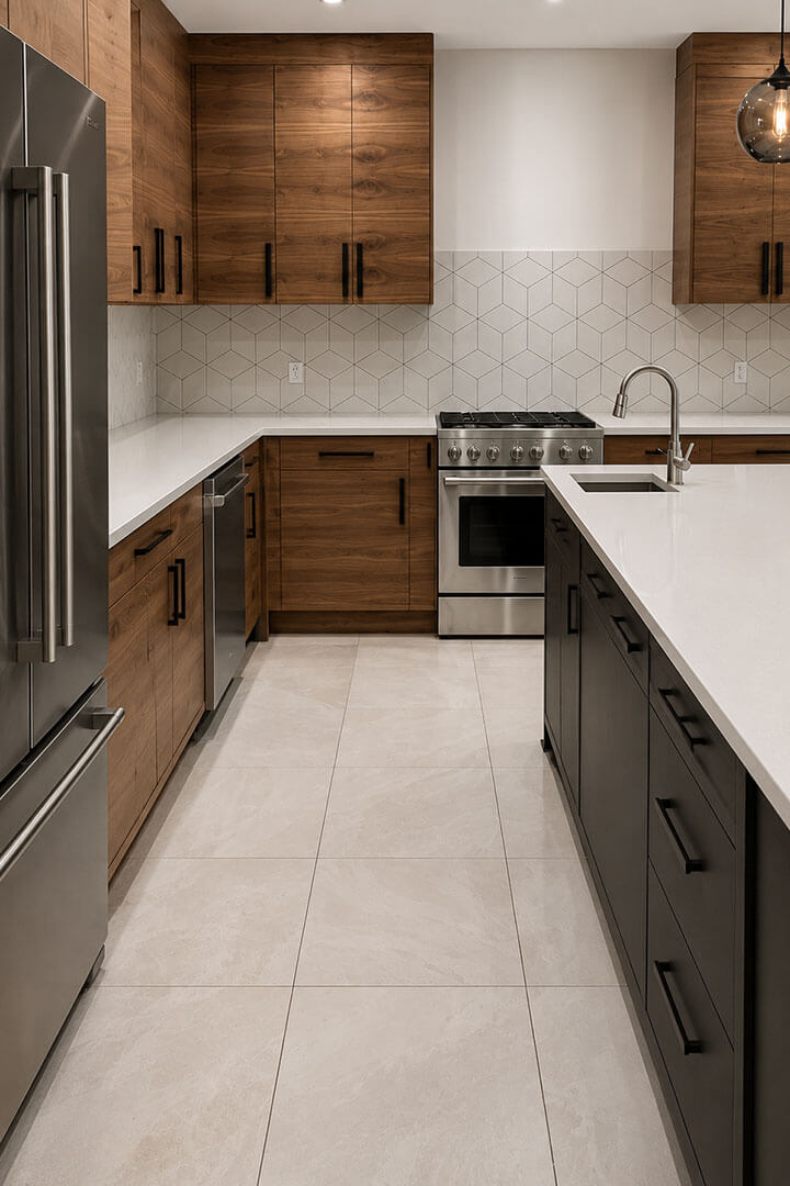 remodeled kitchen cabinets and free standing island and sink