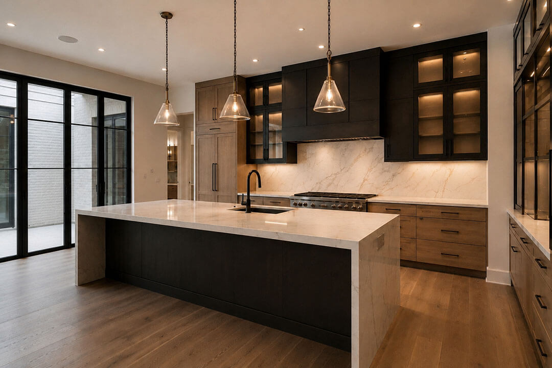 large kitchen with island